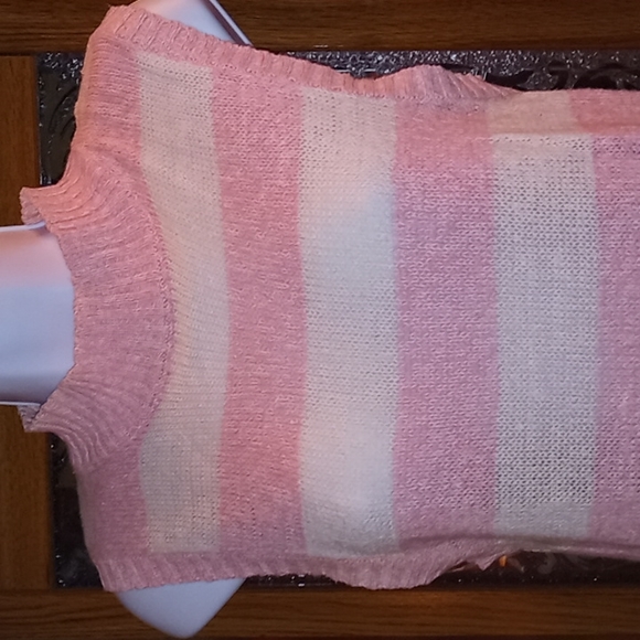 Vintage 80's,Pink & White Striped,Lightweight,TurtleNeck Summer Knit  Top💕 - Picture 2 of 8